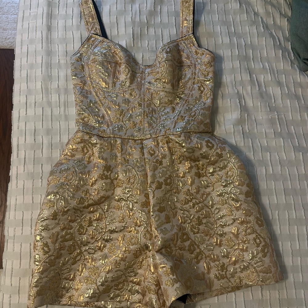 Gold Brocade Romper